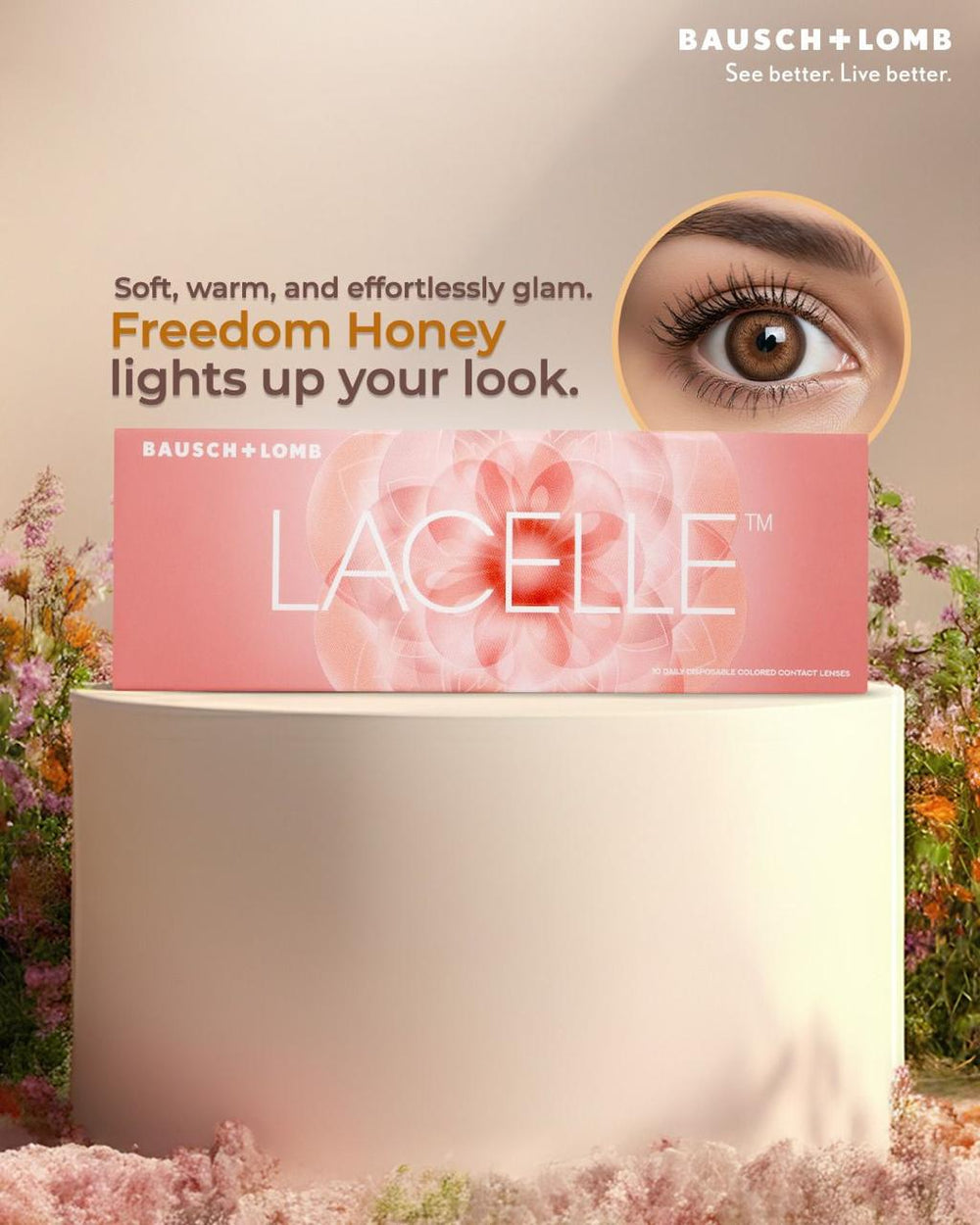 Bausch + Lomb Lacelle Freedom Honey daily colour contact lenses